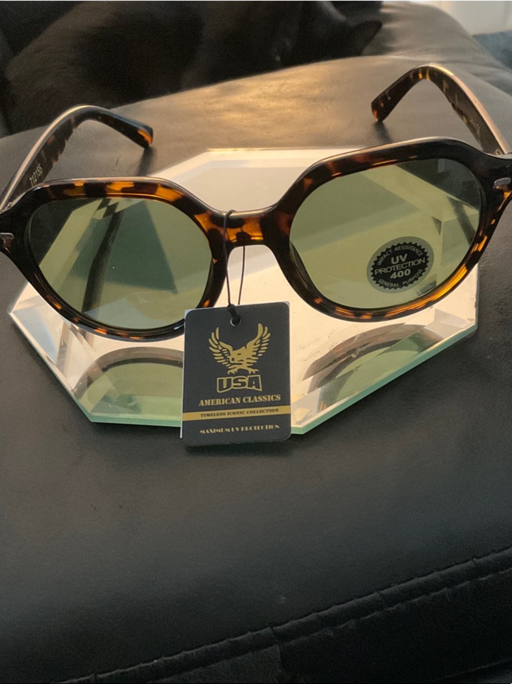 Tortoiseshell Green Lens Sunglasses